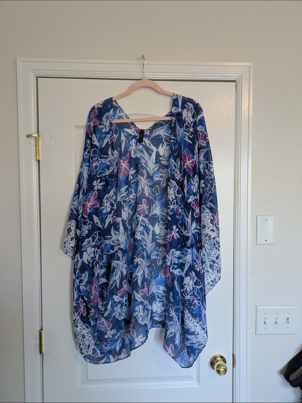 Lane Bryant Blue Floral Sheer Kimono